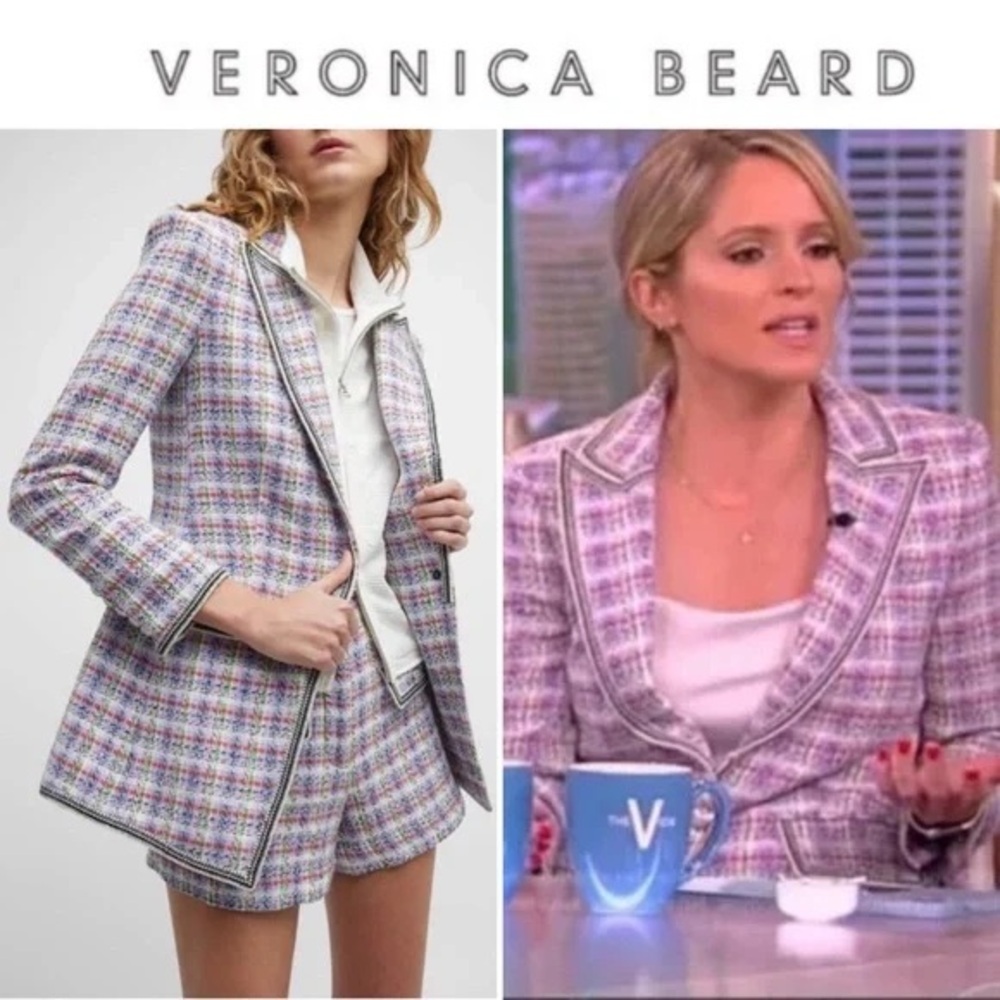 Veronica Beard "Etney" tweed dickey jacket with embroidered trim